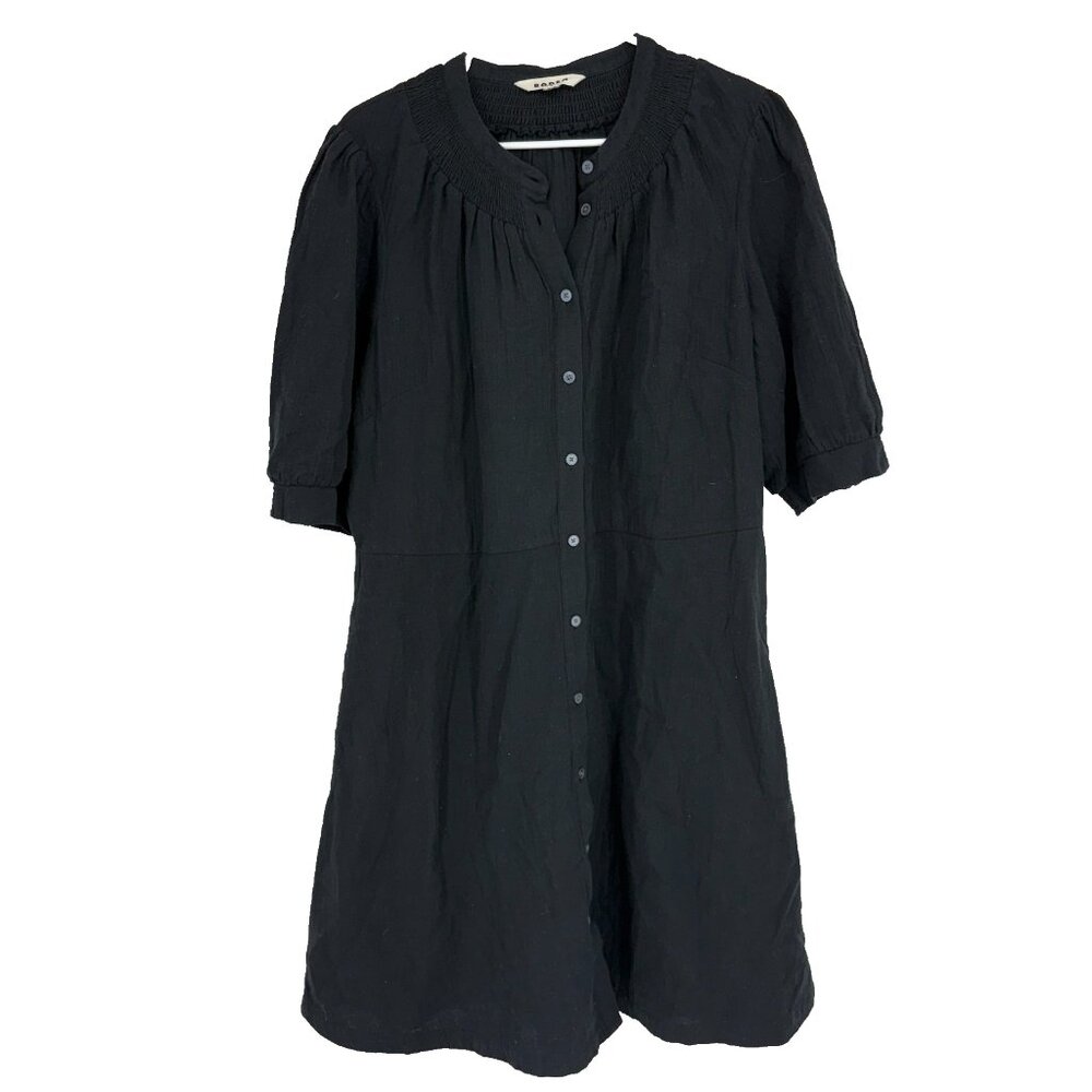 Boden Double Gauze Black Midi Dress EUC XL ••belt not included